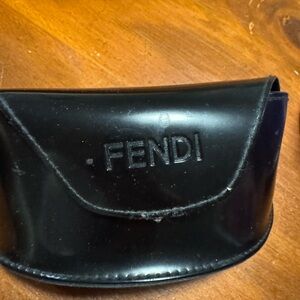 Fendi Glossy Black Leather Pouch